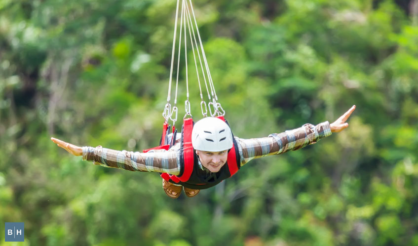 A person zip lining in Dallas
